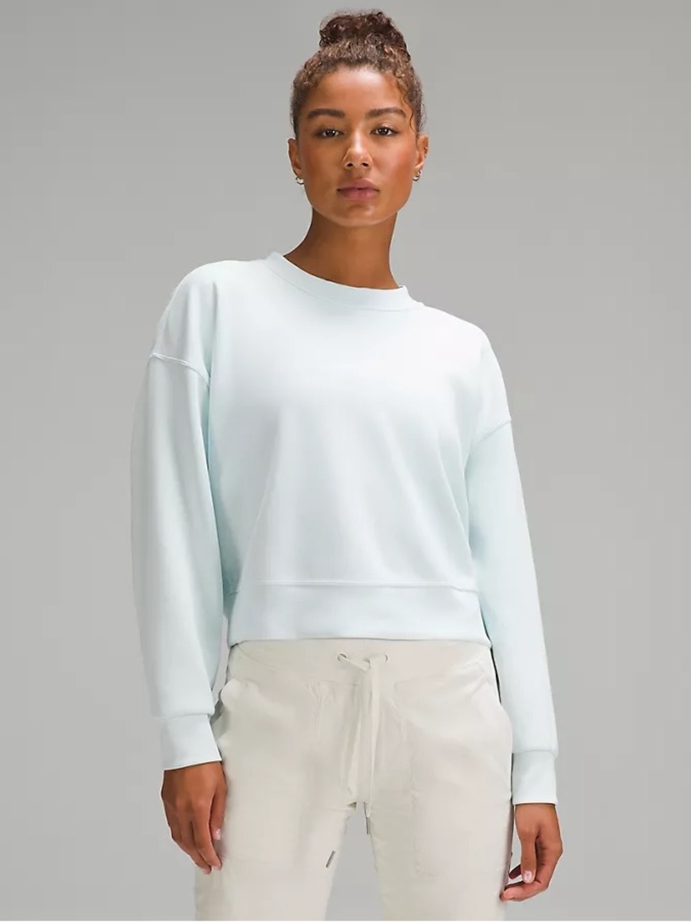 Lululemon Softstreme Perfectly Oversized Cropped Crew - Sheer Blue, Size 8